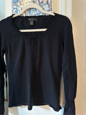 Cable & Gauge Black Long-Sleeve Scoop Neck Tie Top